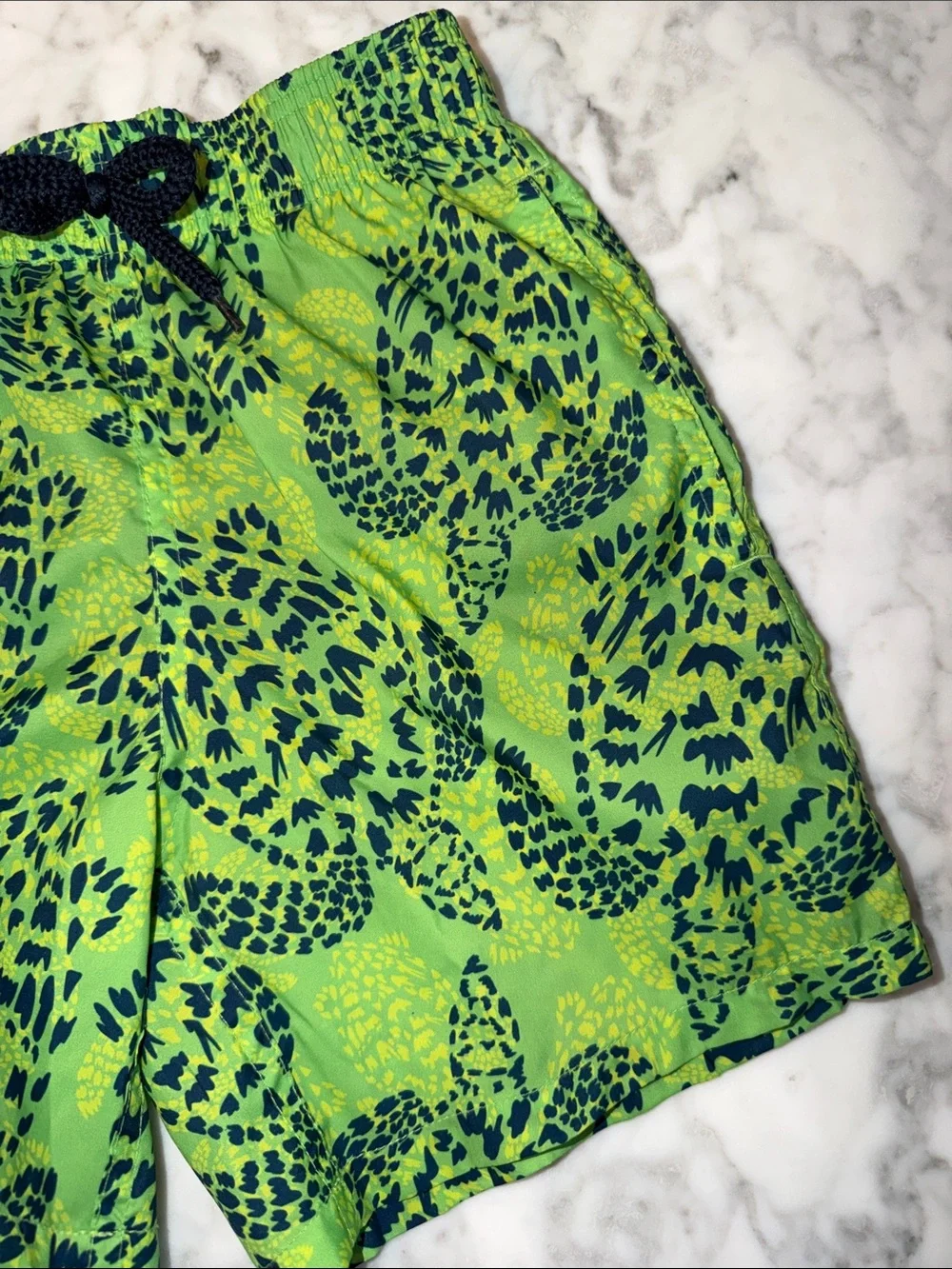 Vilebrequin Green and Navy Leopard-Print Kids Swim Trunks 8Y